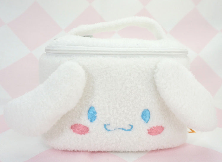 Cute Capacity Big Makeup Female Portable Plush Cosmetic Bags
