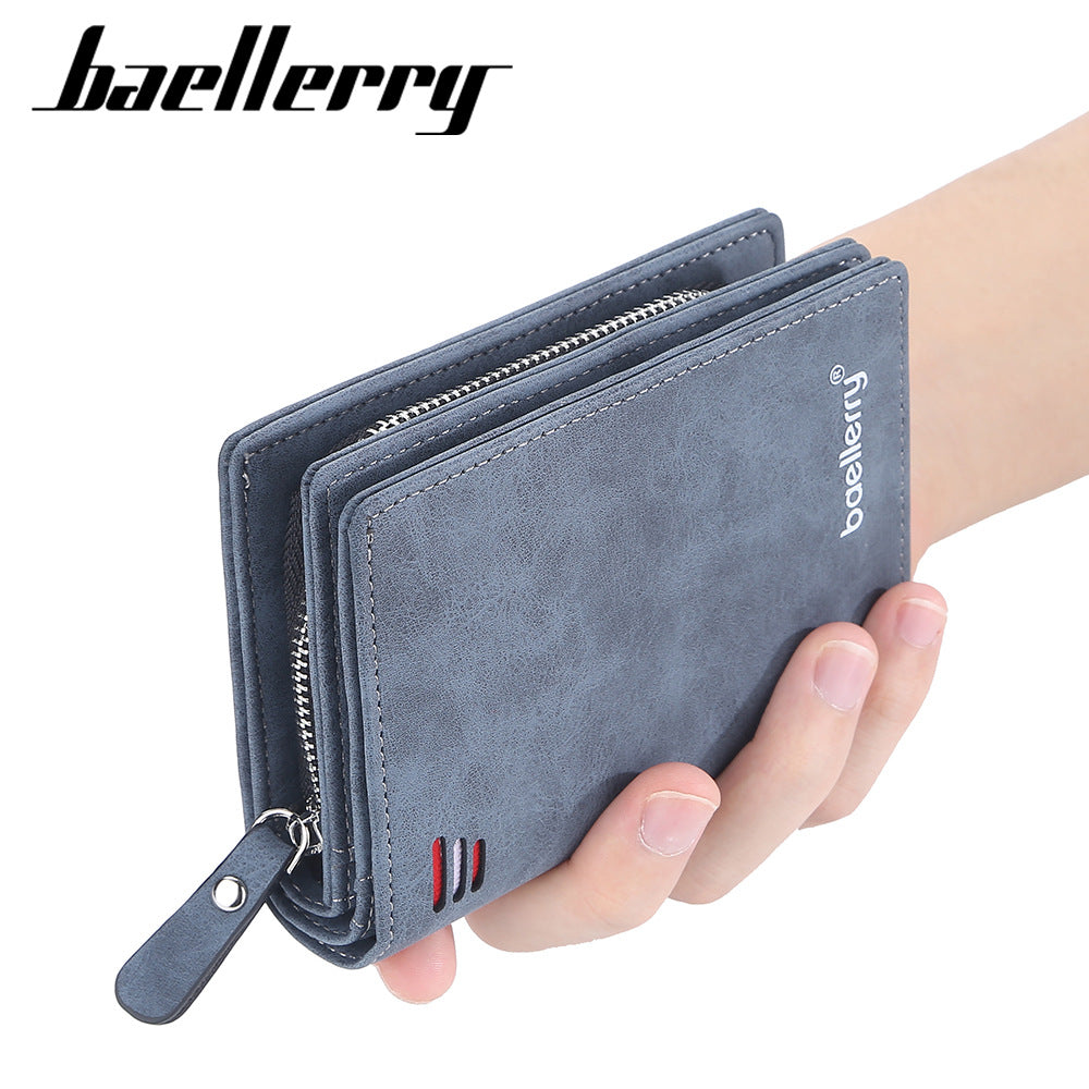 Men's Multiple Slots Zipper Hasp Matte Leather Purses