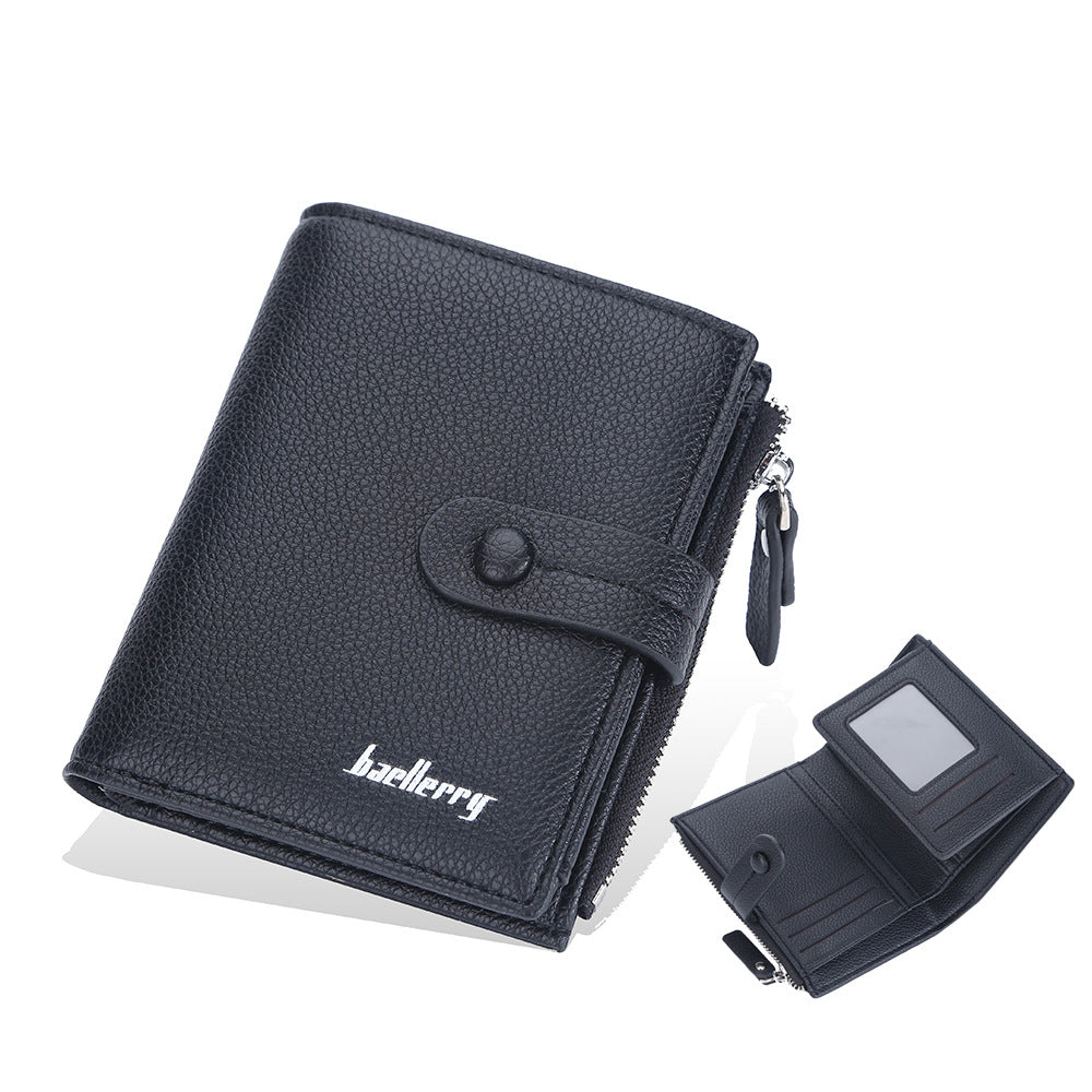 Women's Short Litchi Pattern Multiple Slots Hasp Ladies Wallet