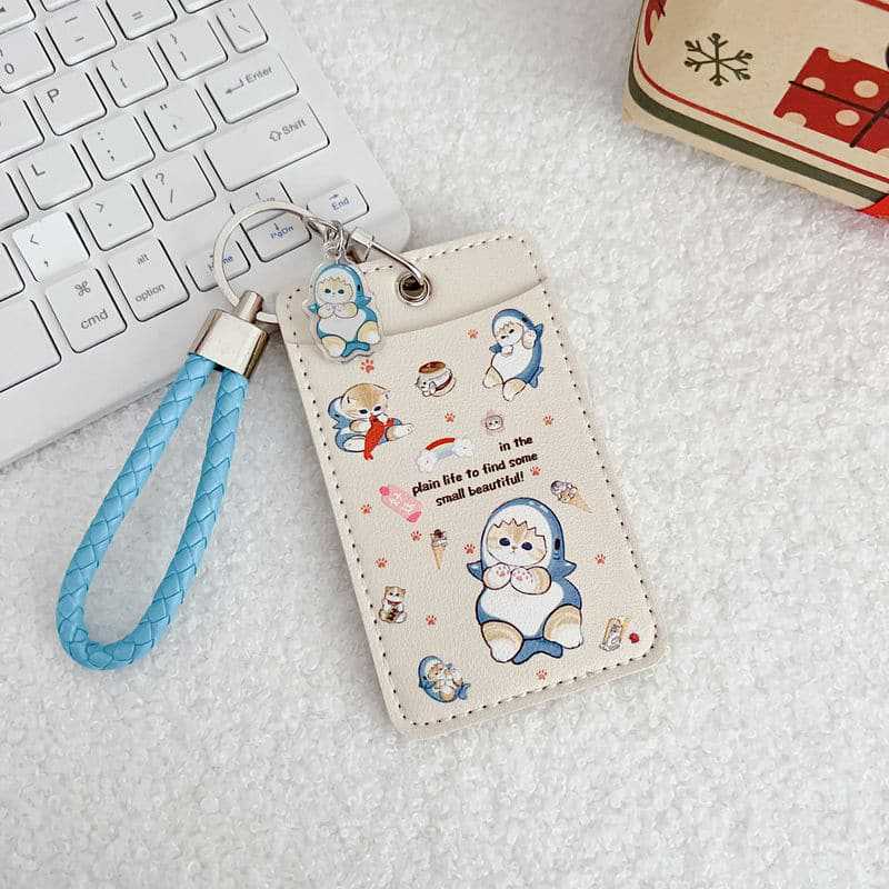 Leather Double Meal Badge Bus Pass Protective Card Holder