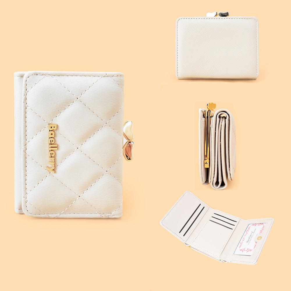 Women's Short Korean Style Fashion Trifold Purses