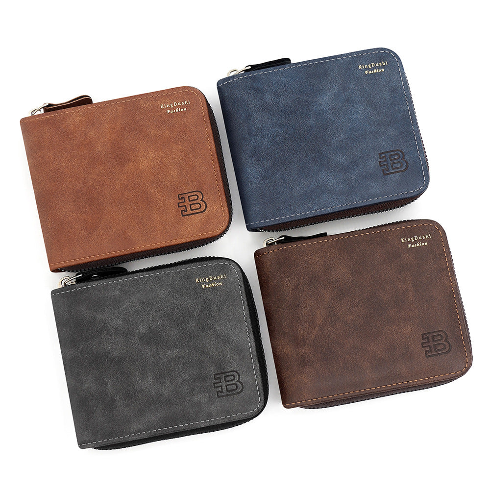 Men's Popular Frosted Short Scarf Multiple Slots Large Men's Wallet