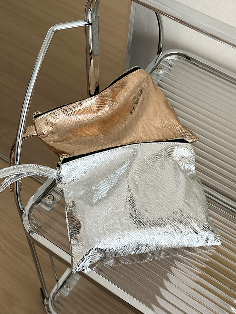 Hand Carrying Waterproof Portable Toiletry Snakeskin Pattern Pu Handbags
