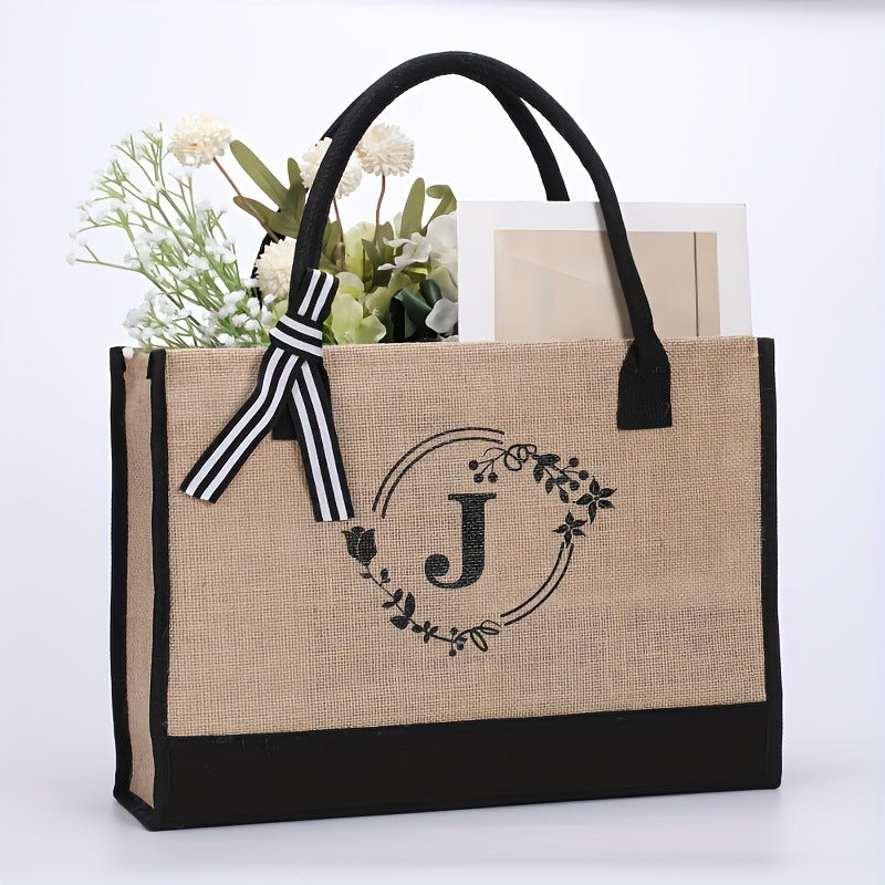 Jute Large Capacity Letter Simplicity Portable Handbags