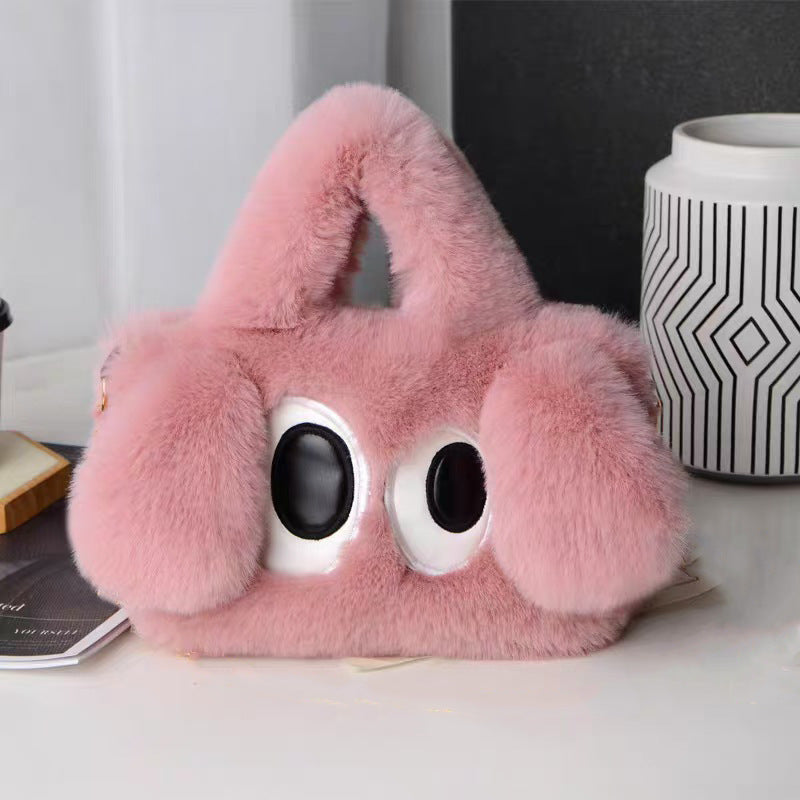 Children's Big Eye Dog Plush Chain Imitate Rex Rabbit Tote Bags