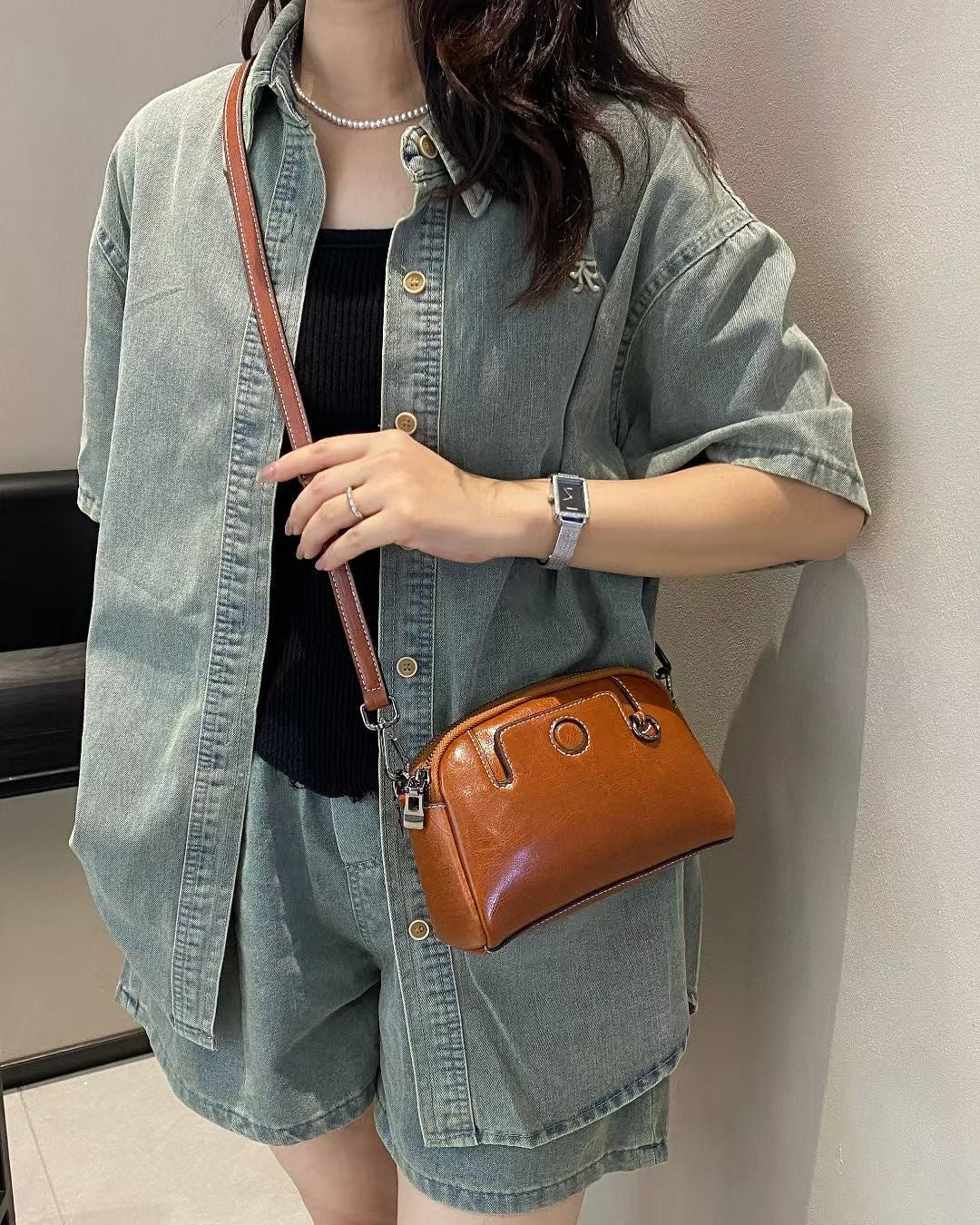 Women's Change Mahjong First Layer Cowhide Single Women's Messenger Bag