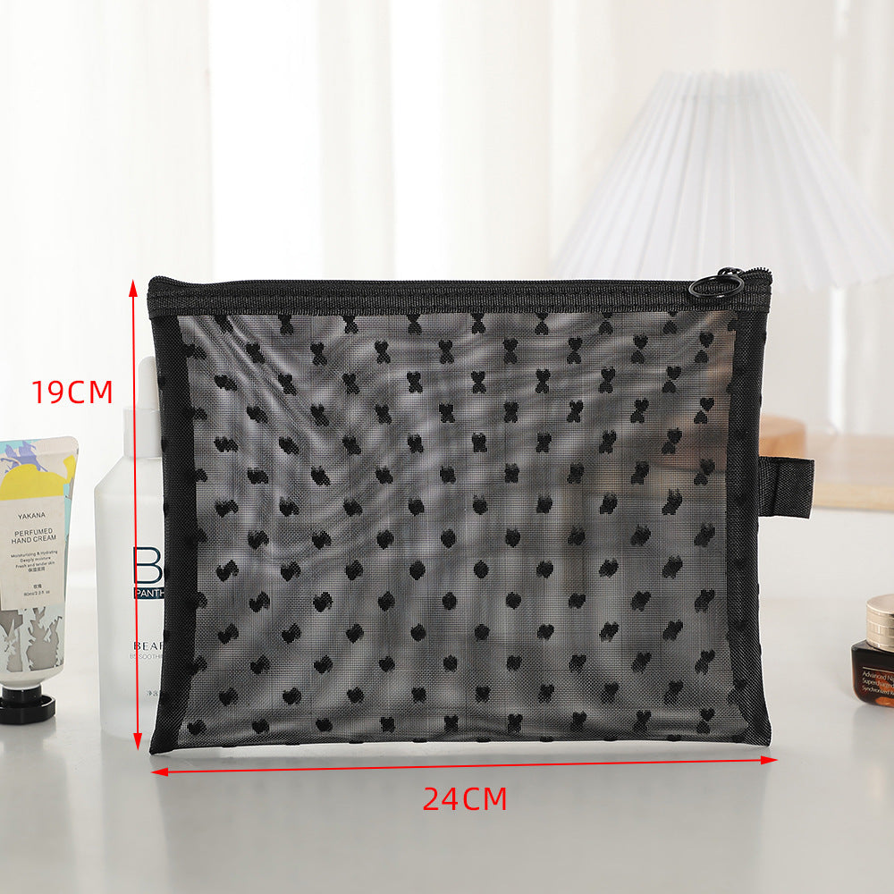 Women's Mesh Style Super Hot Portable Love Makeup Bag