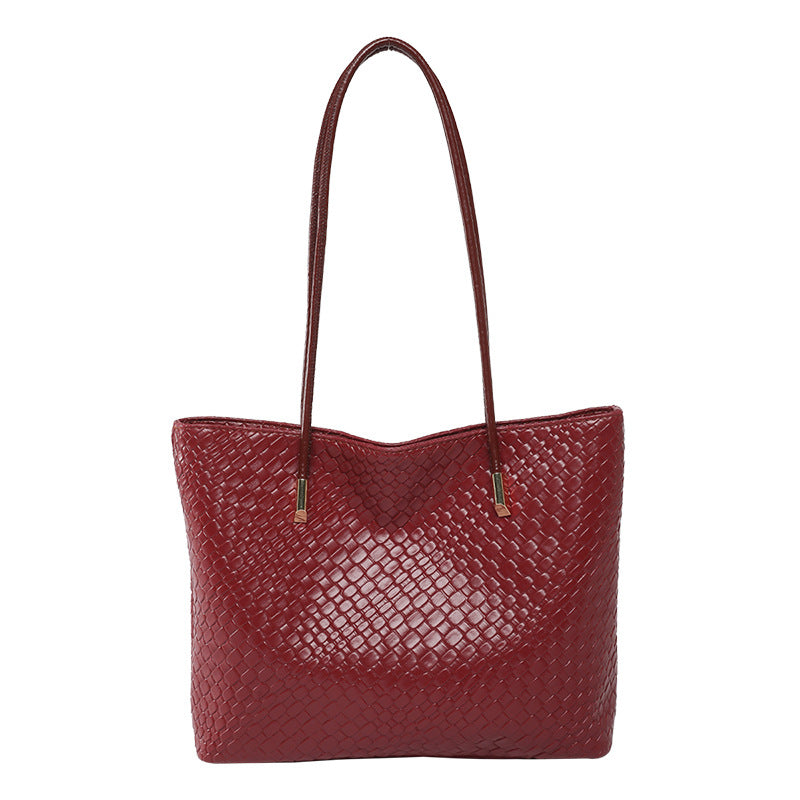 Women's Woven Pattern Spring Fashion Retro Texture Large Women's Shoulder Bag