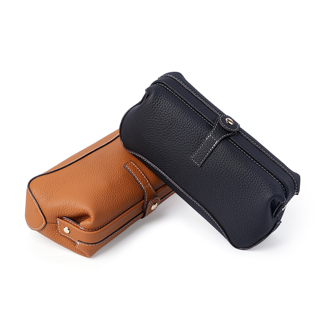 Women's Leather Gold Sier Jewelry Storage First Layer Long Cowhide Bags