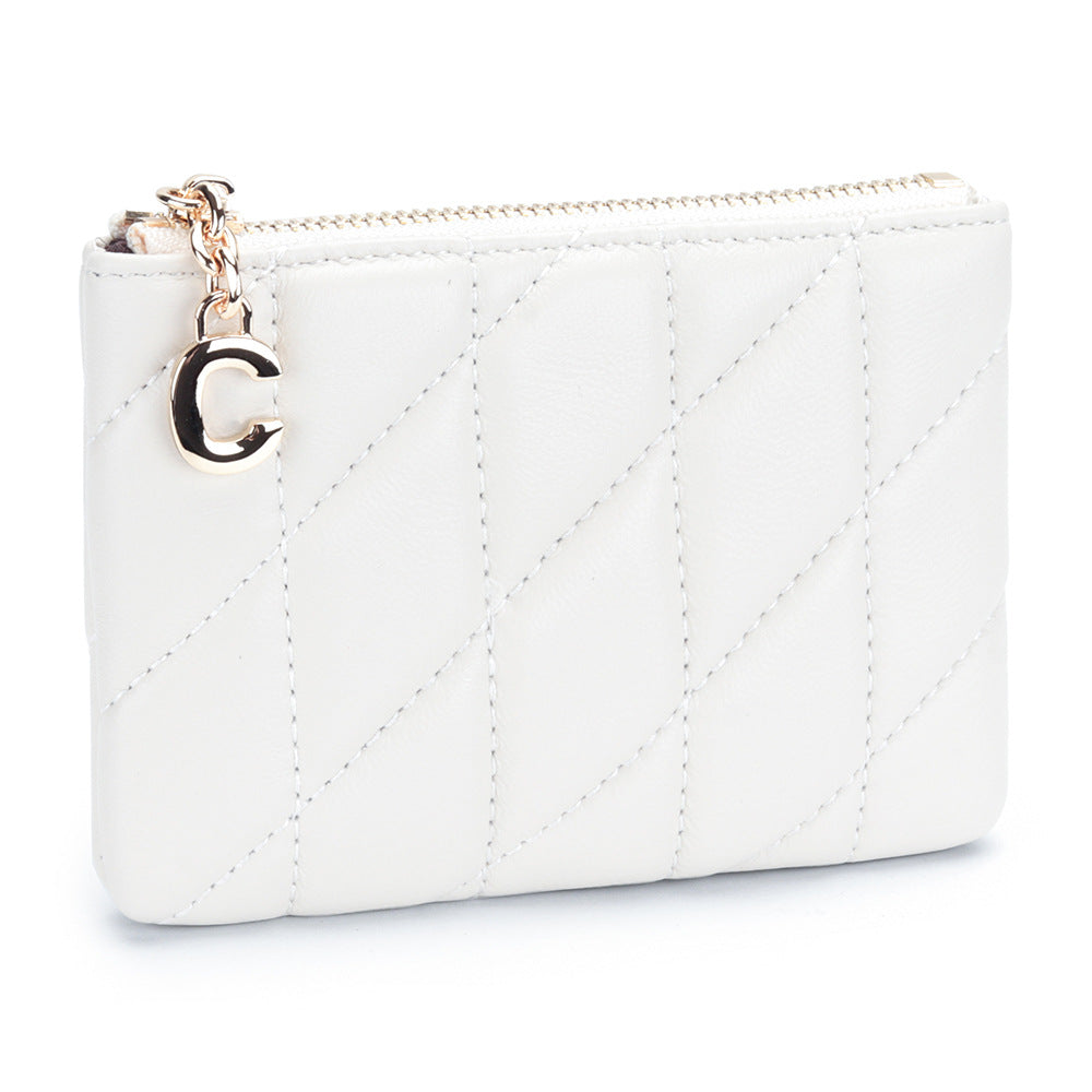 Women's Genuine Leather Chic Zip Storage Sheepskin Coin Purses