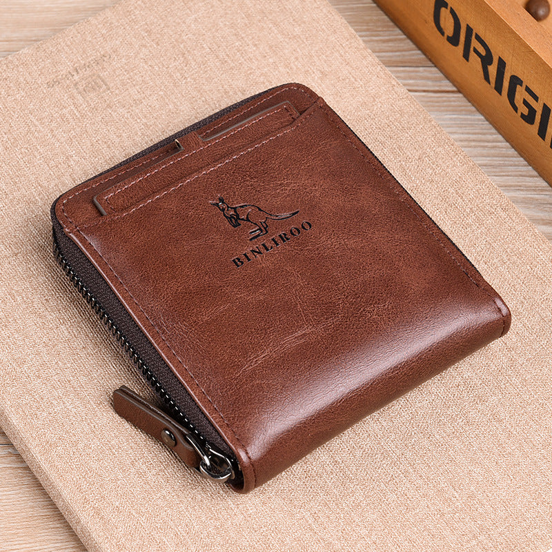 Men's Kangaroo Swiping Vertical Texture Driving License Card Holder