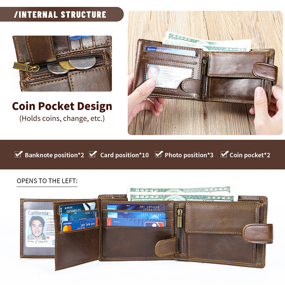 Men's Leather Short Cowhide Driving License High Sense Men's Wallet