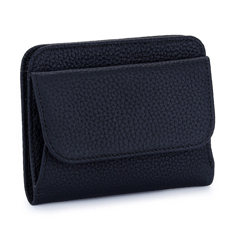 Women's Cowhide Style Short Big Litchi Pattern Ladies Wallet