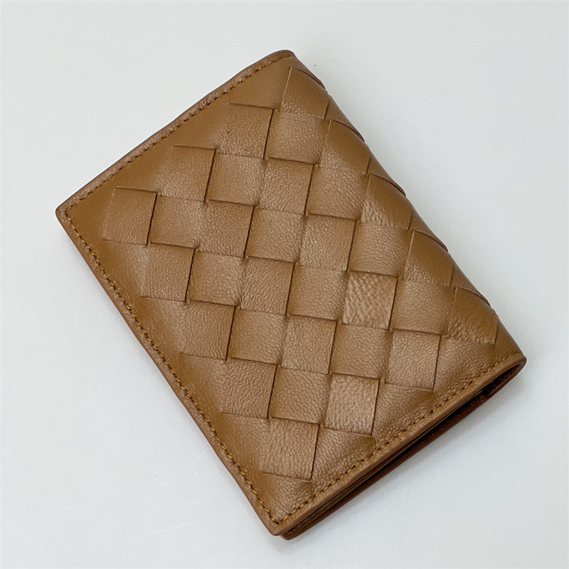 Leather Folding Pocket Rhombic Sheepskin Business Ladies Wallets