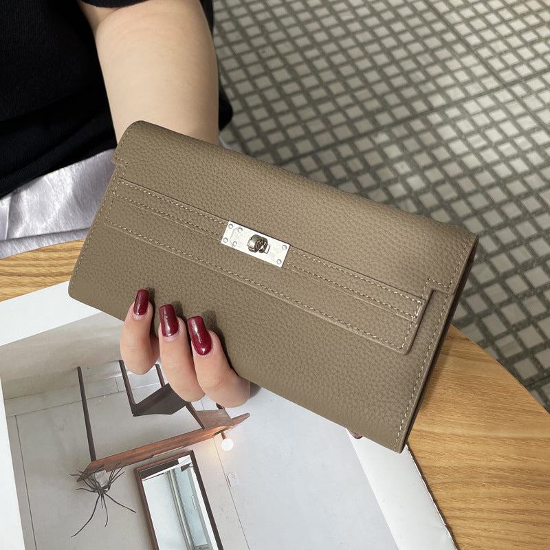 Women's First Layer Cowhide Clutch Real Leather Long High Ladies Wallet