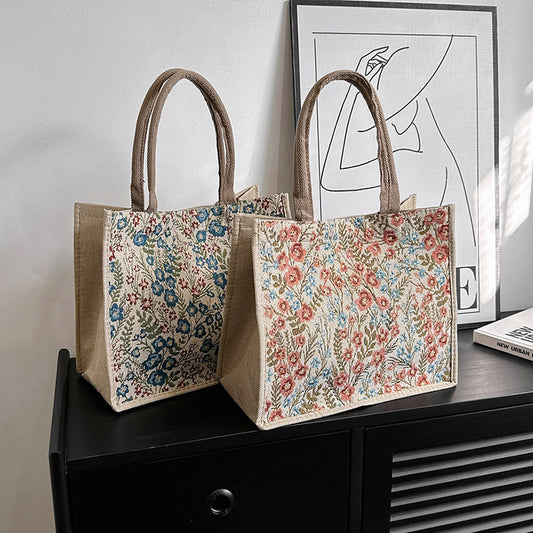 Women's Korean Style Good-looking Large Capacity Cotton Linen Handbags