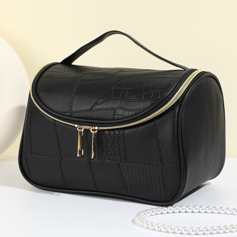 Women's Simple Crocodile Pattern High-grade Large Capacity Storage Waterproof Portable Cosmetic Bags