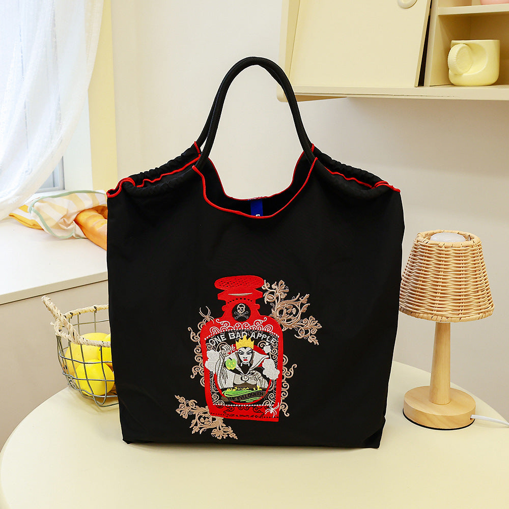 Women's Summer Needle Embroidery Nylon Large Capacity Shoulder Bags