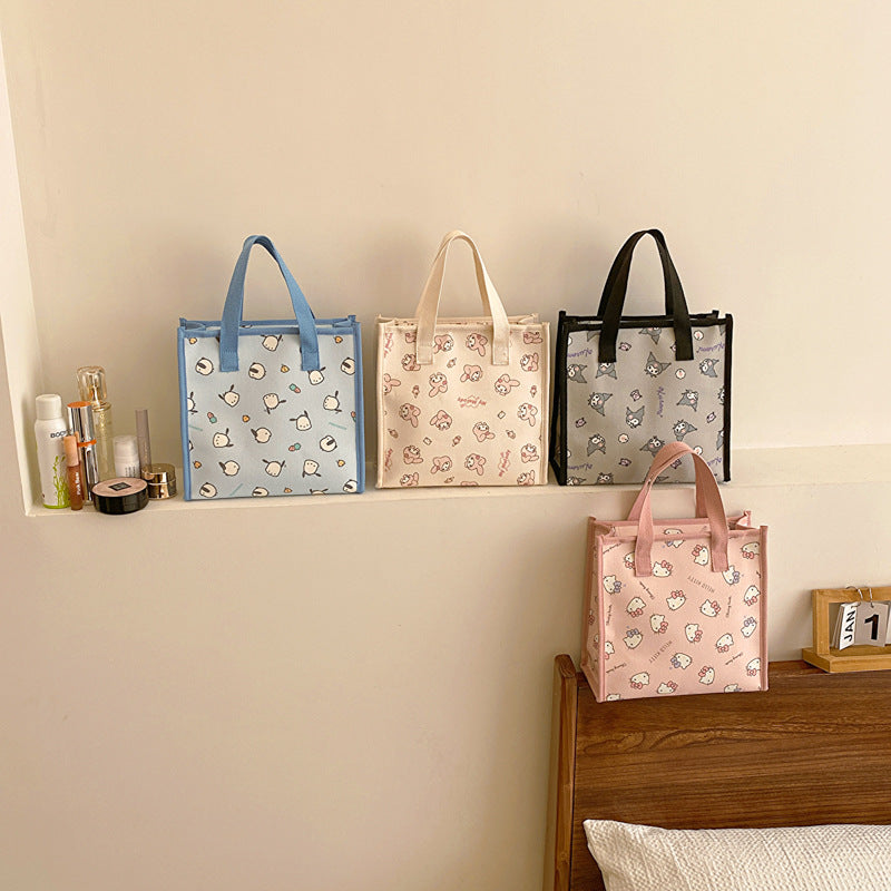 Printed Canvas Portable Cute Lunch Box Handbags