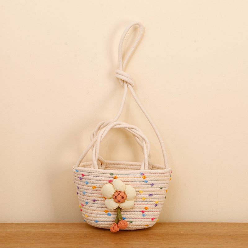 Pinch Flower Woven Handmade Mini Cotton Bags
