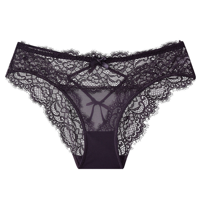 Women's Waist Hollow Jacquard Lace Briefs Comfortable Cotton Panties