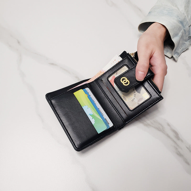 Women's Short Textured Multiple Slots One Female Coin Purses