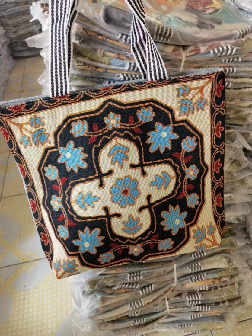 Women's Ethnic Style Canvas Large Jacquard Embroidered Elephant Versatile Shoulder Bags