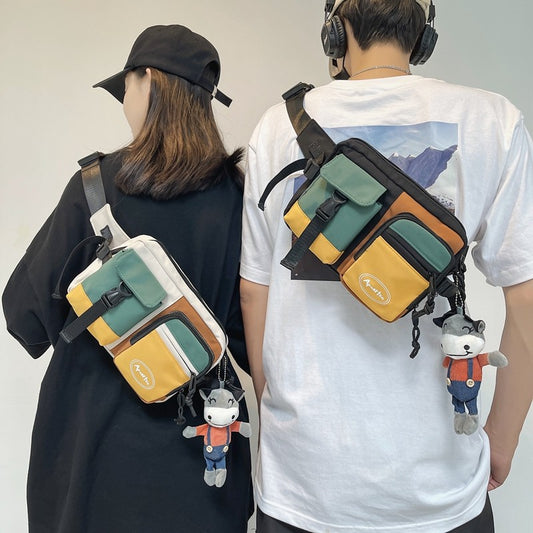 Men's Trendy Leisure Hart Personality Canvas Men's Chest Bags