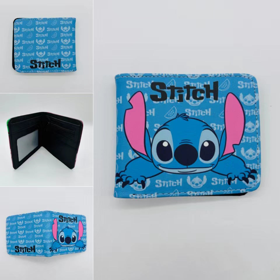 Cute Cartoon Stitch Short Anime Blue Long Ears Coin Purses