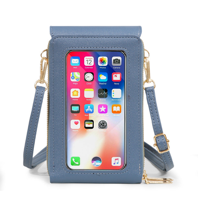 Women's Fashionable Leather Touch Screen Mobile Retro Solid Bags