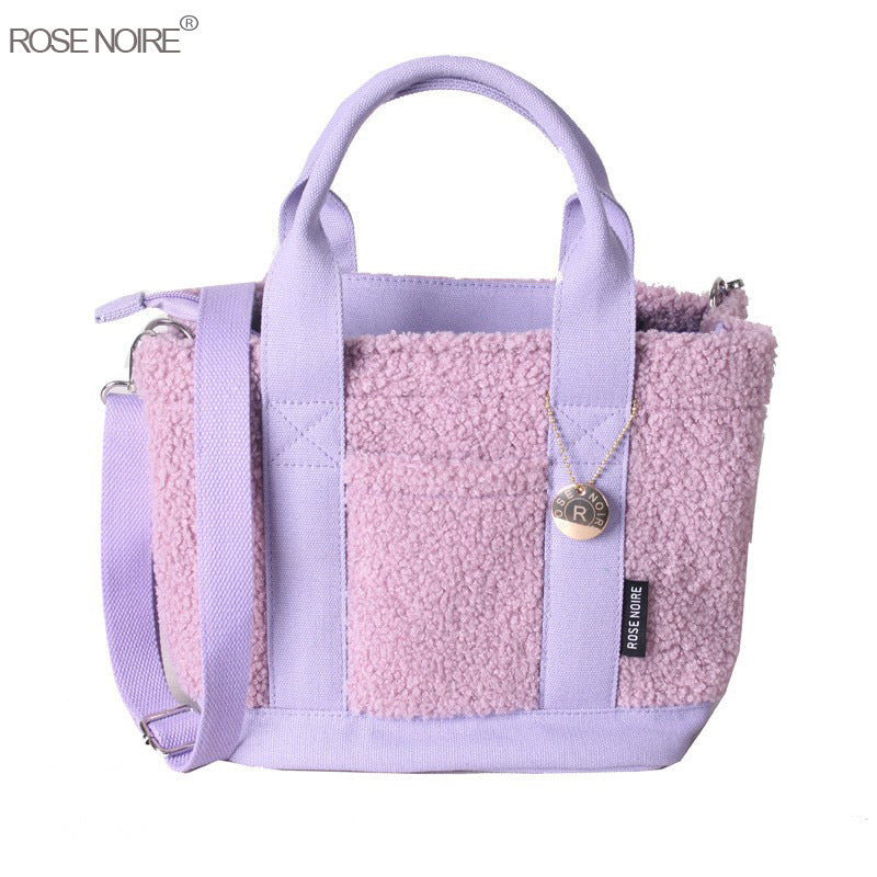 Women's Classy Teddy Plush Portable Lunch Shoulder Bags