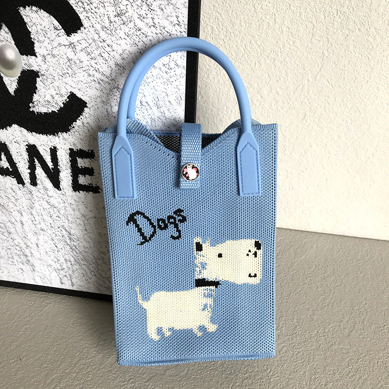 Women's Mobile Cat Knitted Portable Storage Korean Handbags