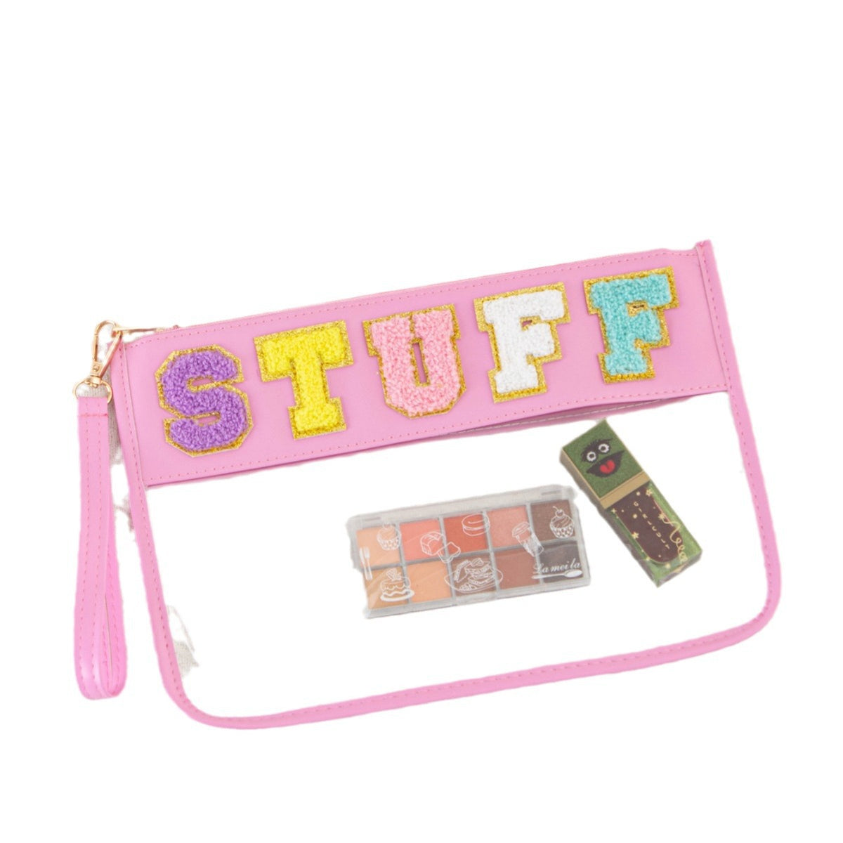 Storage Transparent Zipper Embroidery Lettered Make-up Makeup Bag