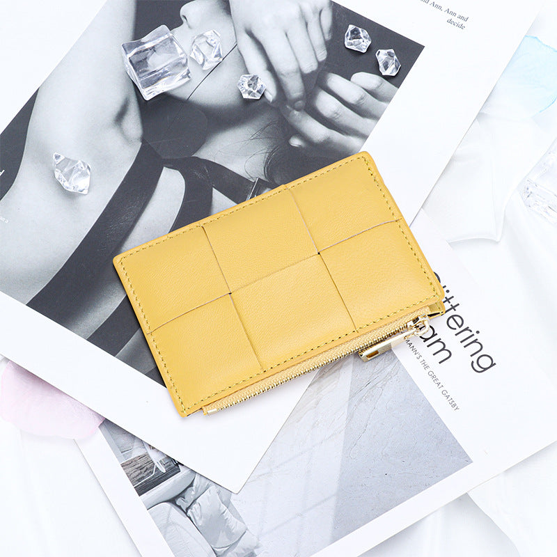 Women's Sheepskin Woven Exquisite Zipper Multifunctional Coin Purses