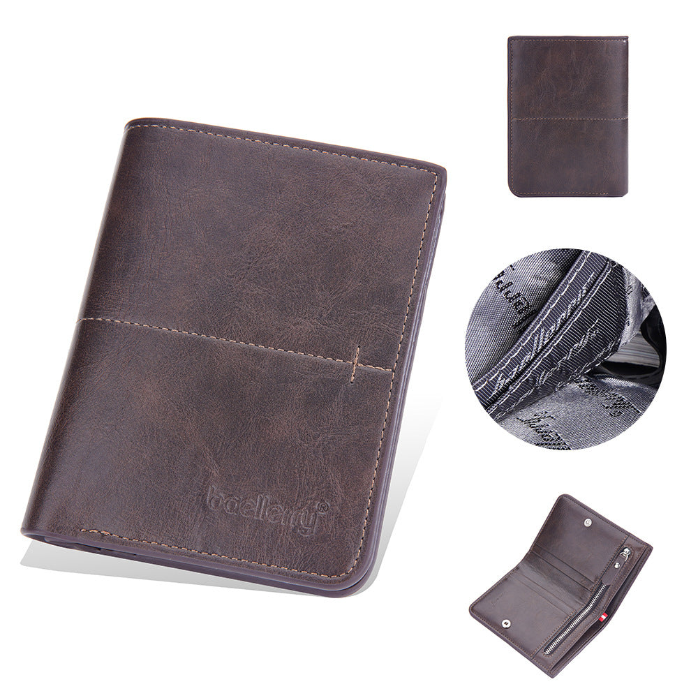 Men's Short Simple Snap Zipper Horizontal Vertical Men's Wallets