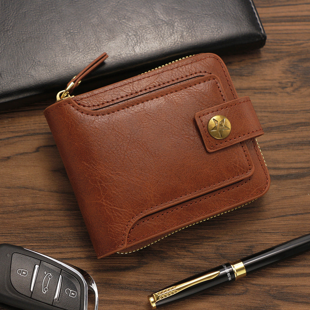 Men's High-grade Retro Zipper Change Storage Hot Men's Wallets