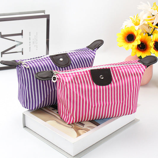 Women's Style Striped Dumplings Dumpling Making Folding Cosmetic Bags