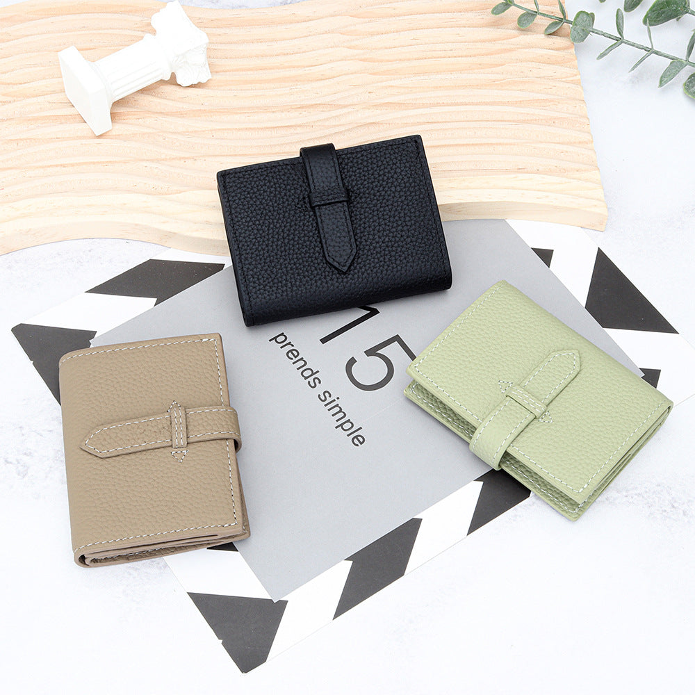 Versatile Women's Leather Mini Fold Short Ladies Wallet