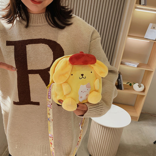Women's Clow Cartoon Pom Purin Fresh Heart Crossbody Bags