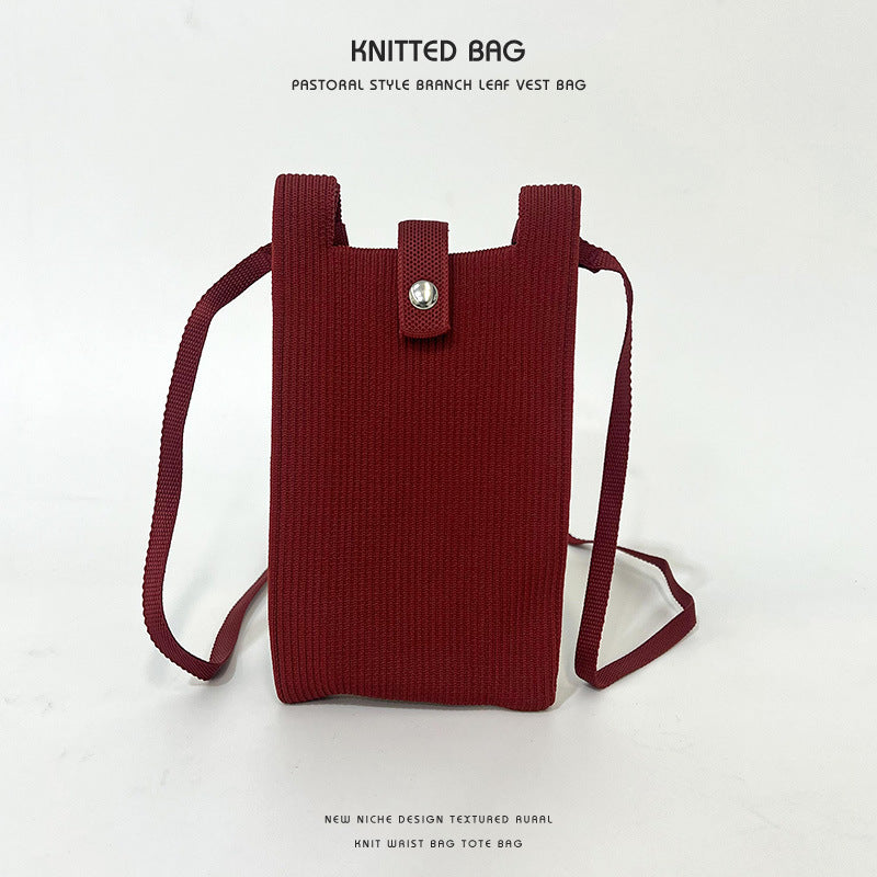 Elegant Solid Color Niche Knitted Korean Phone Bags