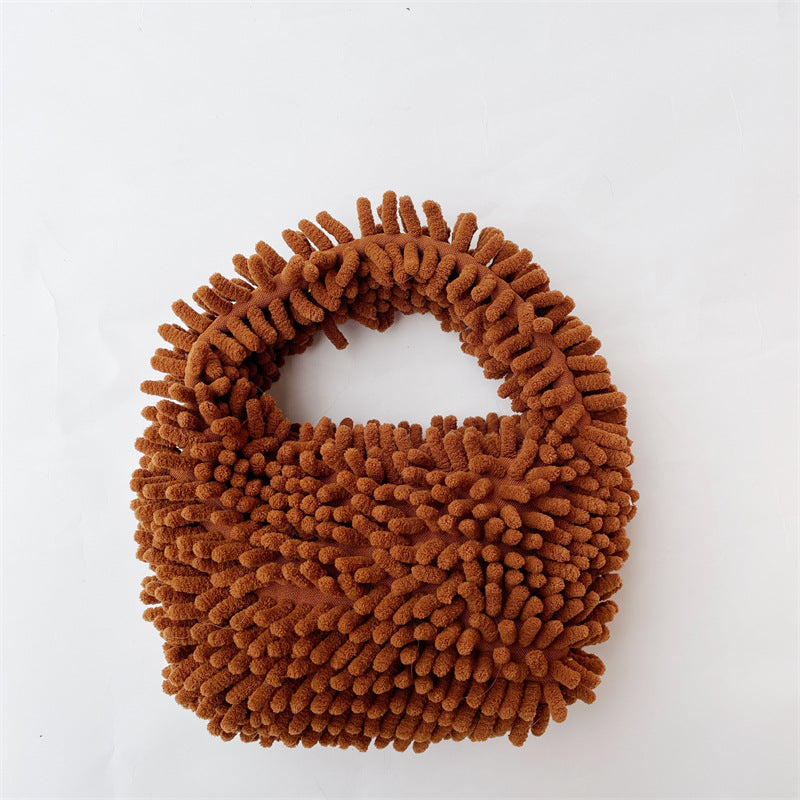 Plush Candy Color Lunch Box Cute Fashion Cotton Handbags