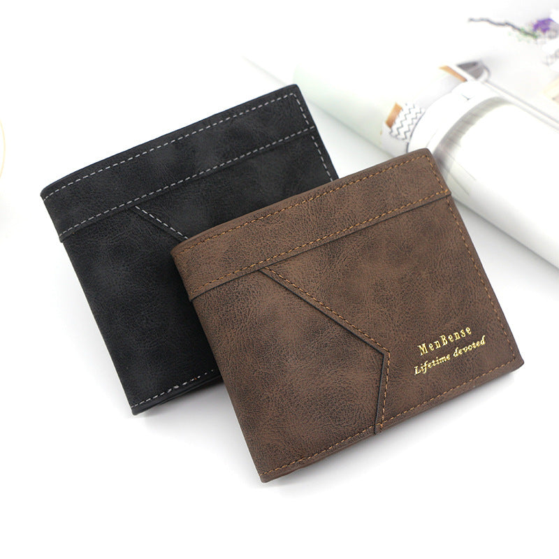 Men's Short Matte Leather Man's Large Capacity Men's Wallet