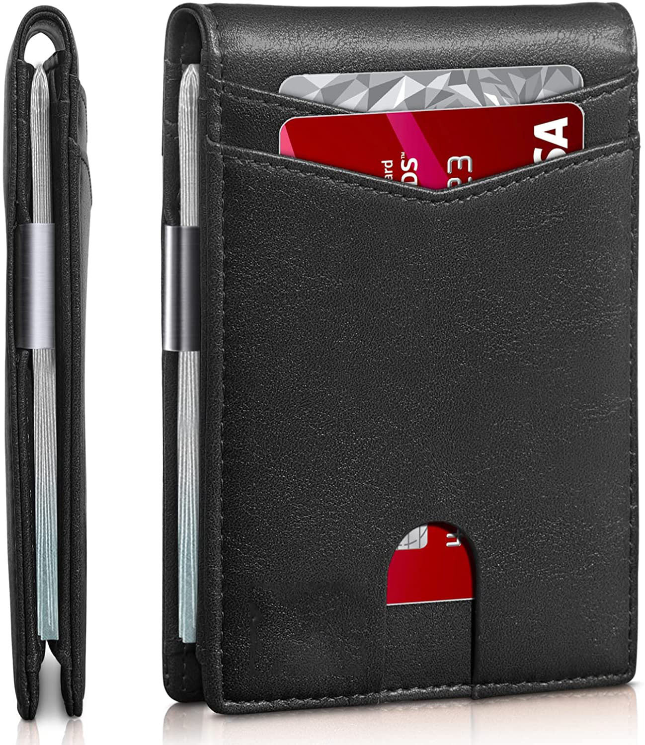 Men's Leather Multiple Slots Beauty Clip Carbon Men's Wallets