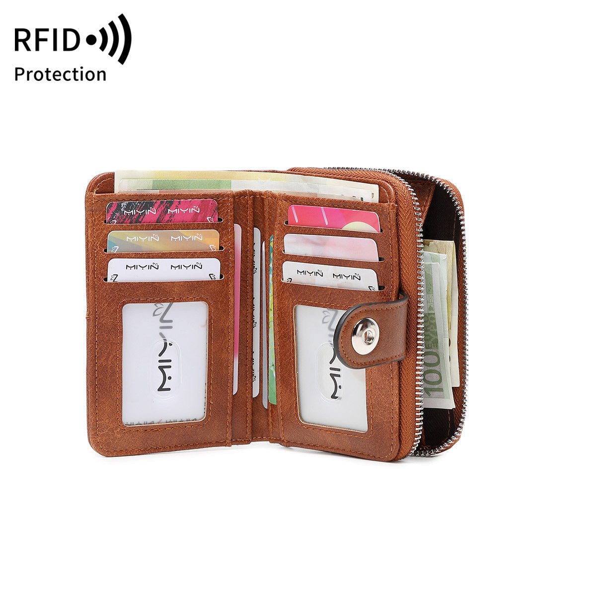 Women's Multiple Slots Zipper Hasp Retro Fashion Ladies Wallet