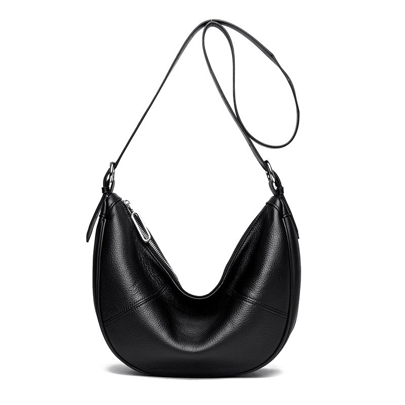 Women's Solid Color Soft Leather Dumpling Niche Large Capacity Women's Shoulder Bag