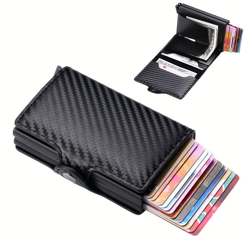 Men's Double Automatic Pop-up Short Carbon Fiber Card Holder