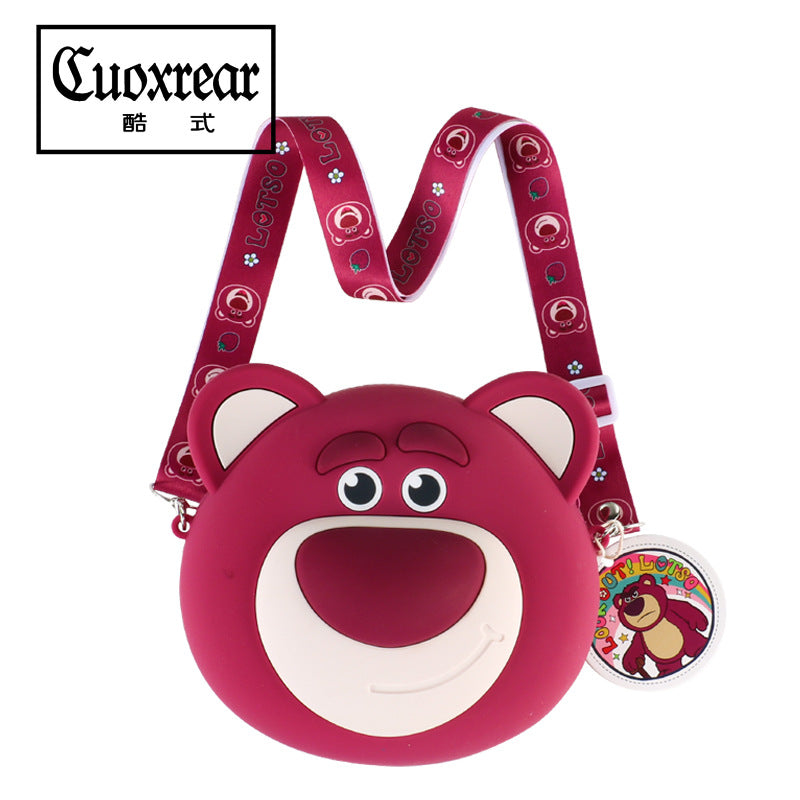 Children's Authorized Strawberry Bear Cartoon Silicone Mobile Coin Purses