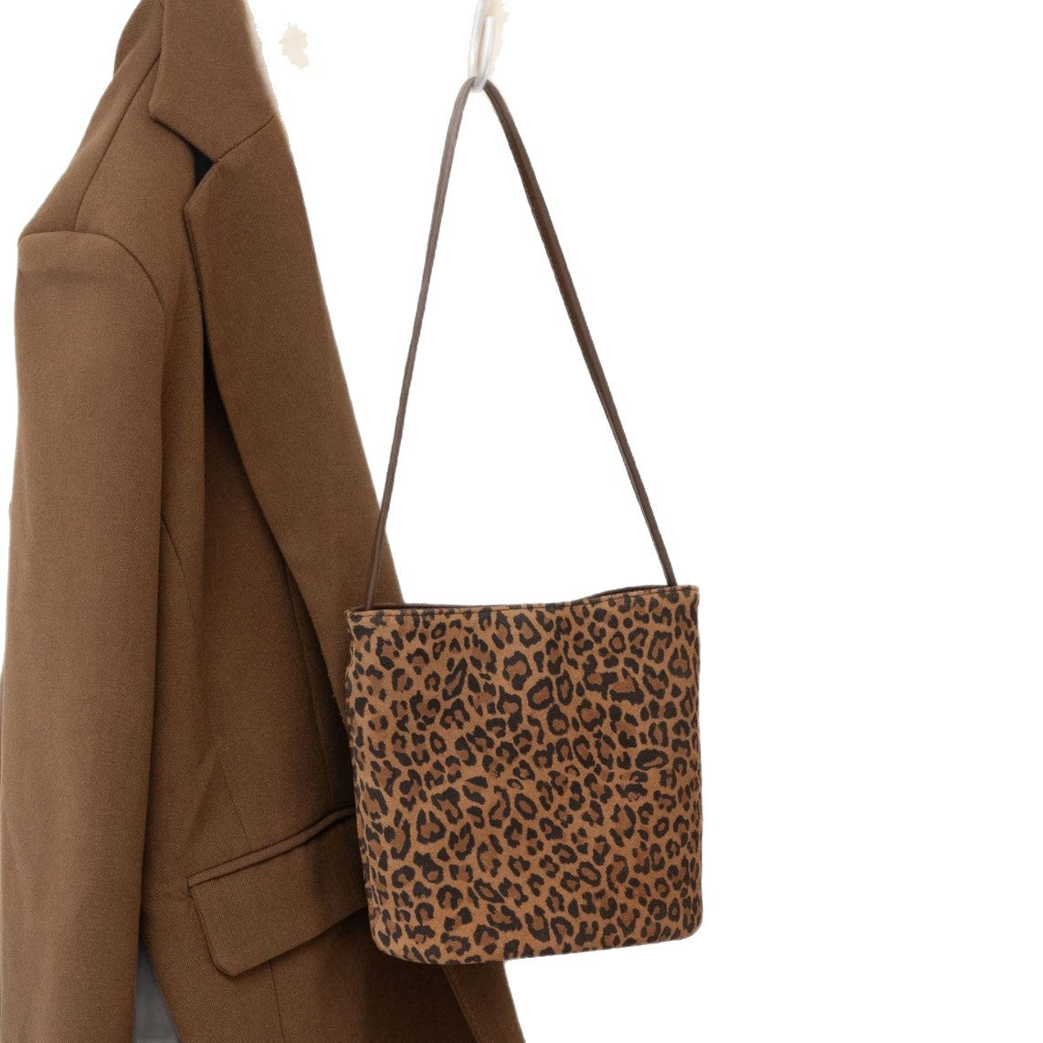 Layer Cowhide Matte Lady Temperament Leopard Print High-grade Sense Niche Women's Shoulder Bag