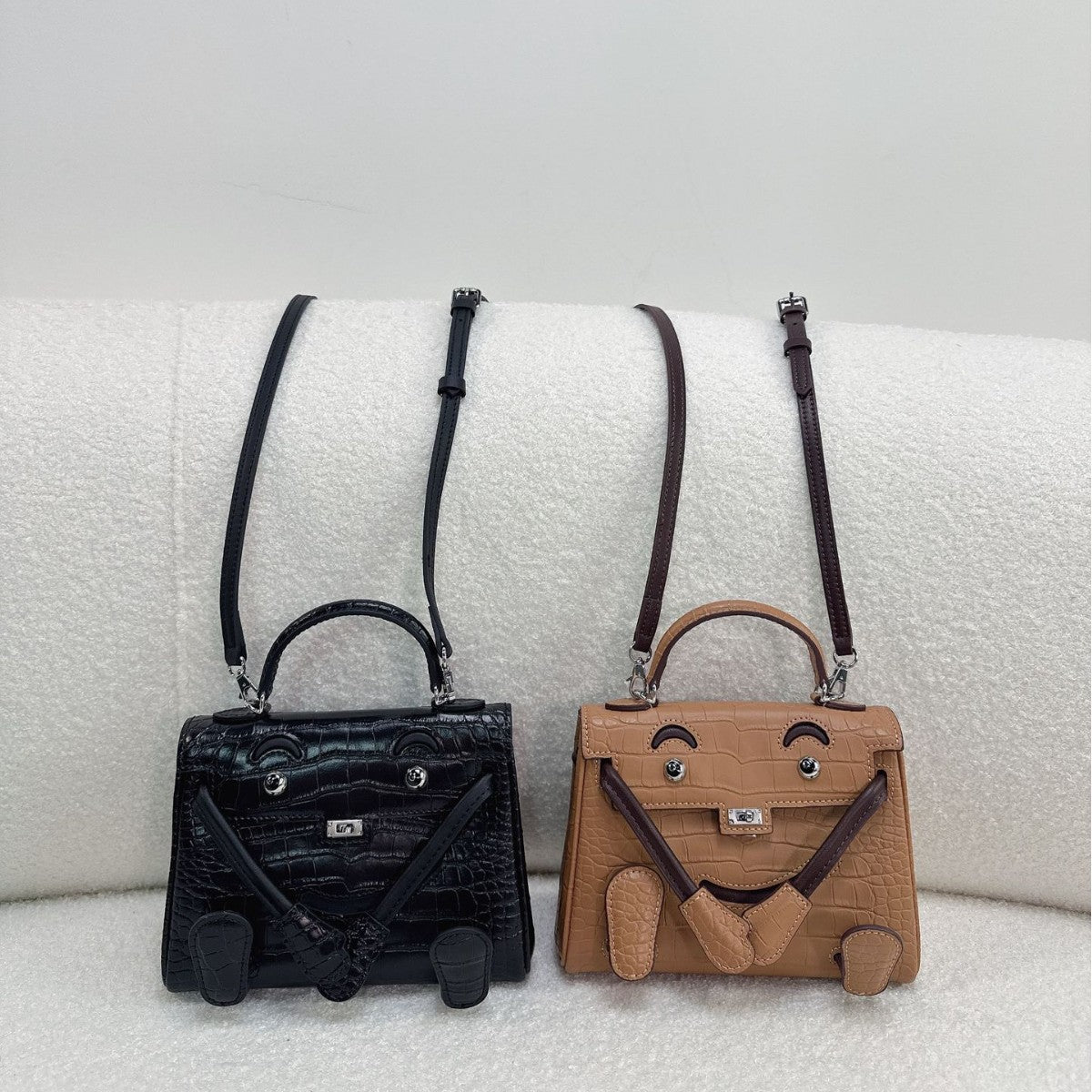 Crocodile Pattern Cowhide Millennium Doll Kelly Mini Bags