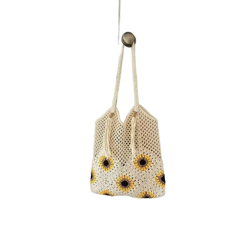 Women's Large Capacity Crocheted Summer Niche Idle Style Seaside Vacation Women's Shoulder Bag